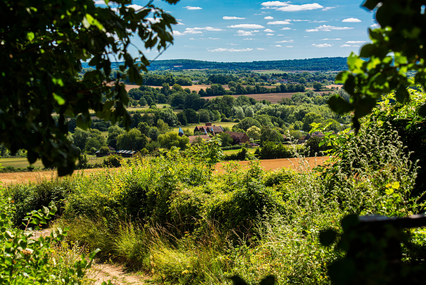 View across Kent fields near Shoreham in Kent